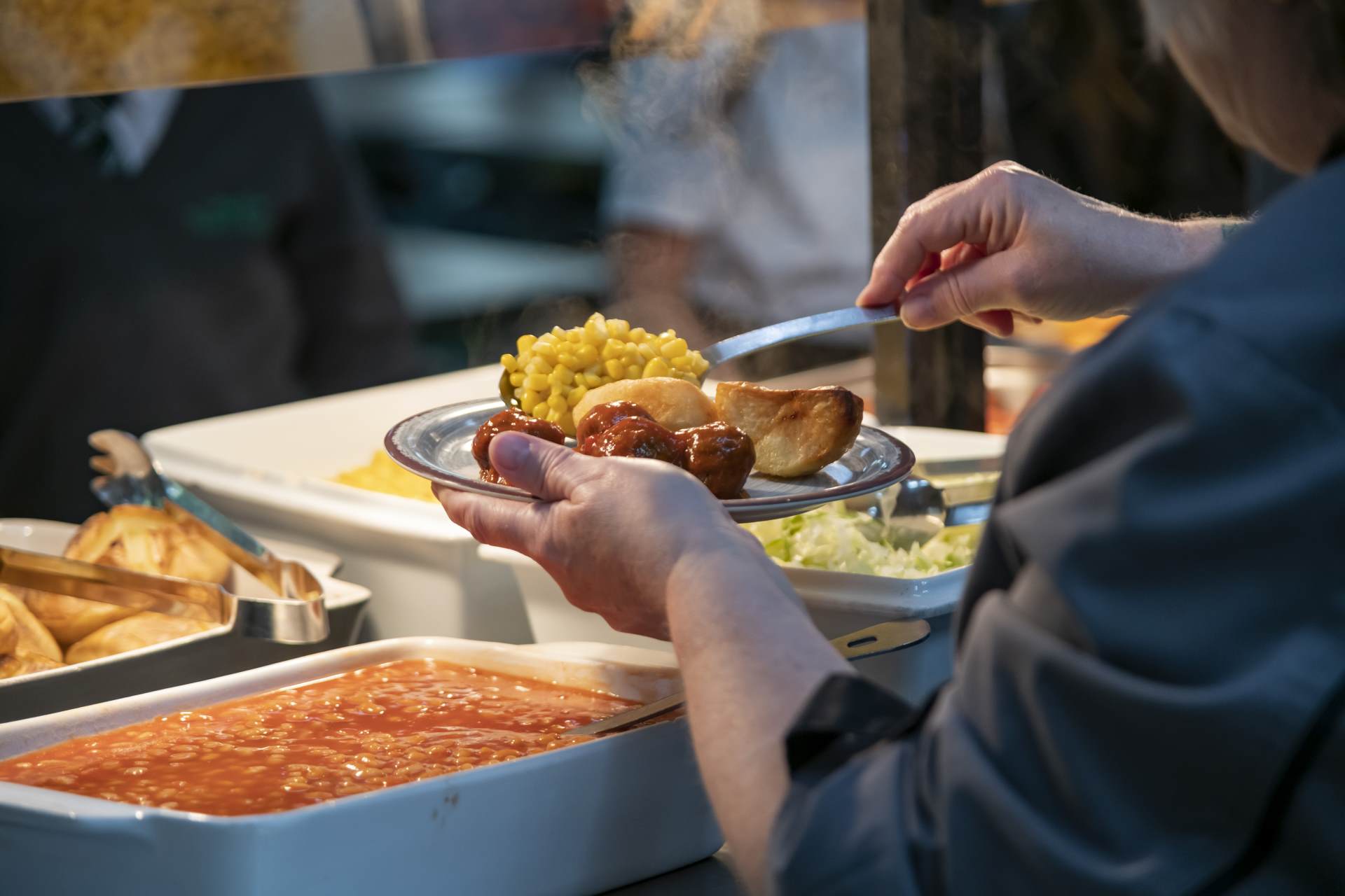 School lunch being served